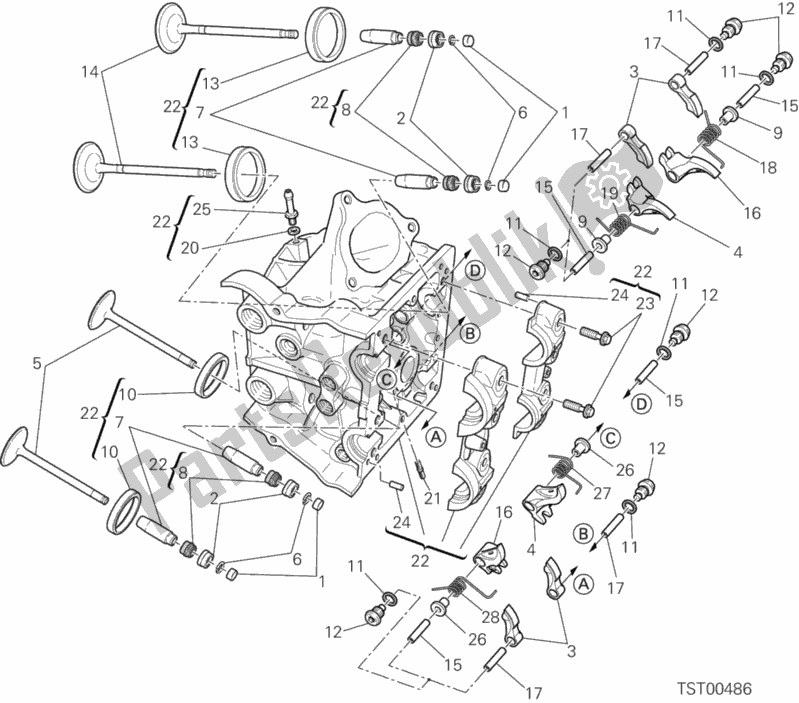 All parts for the Horizontal Head of the Ducati Hypermotard SP USA 821 2013